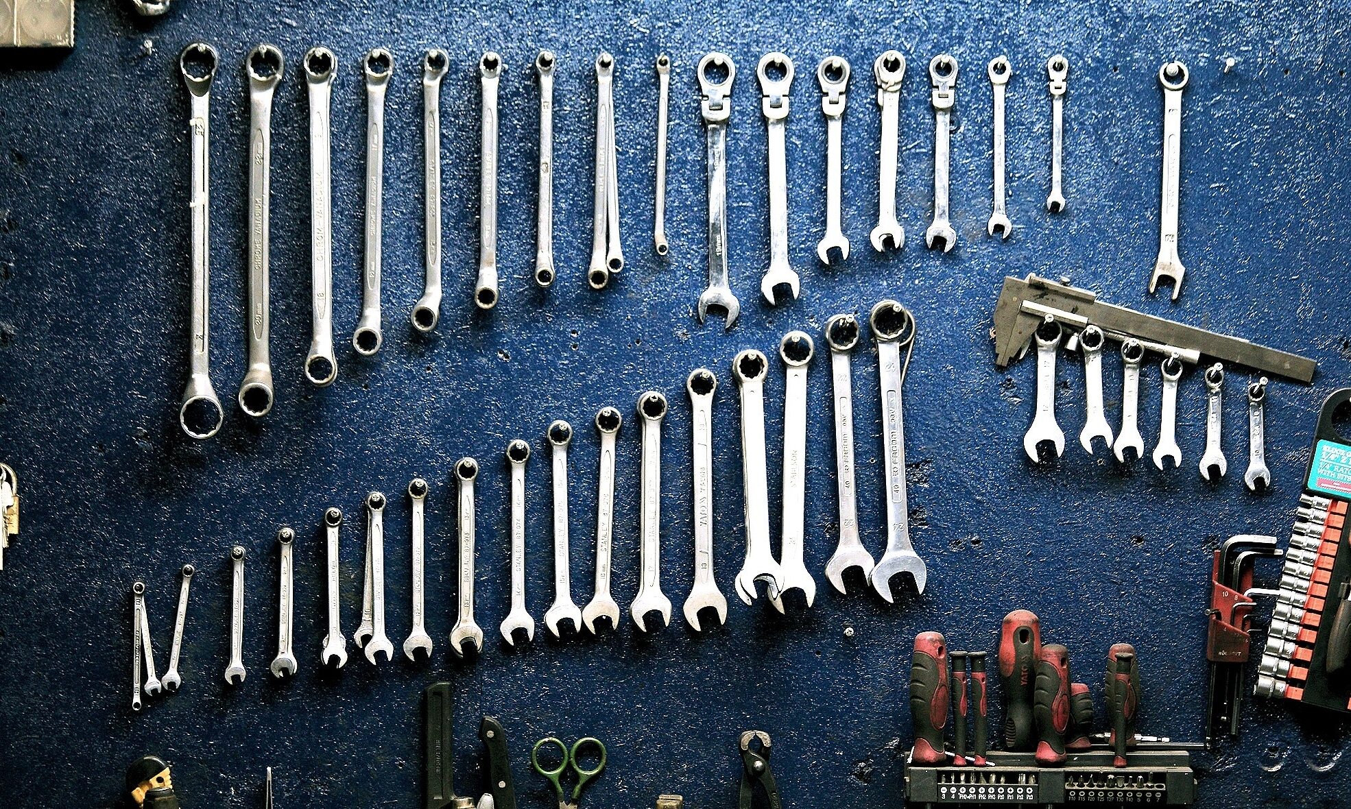 Tools on a garage wall